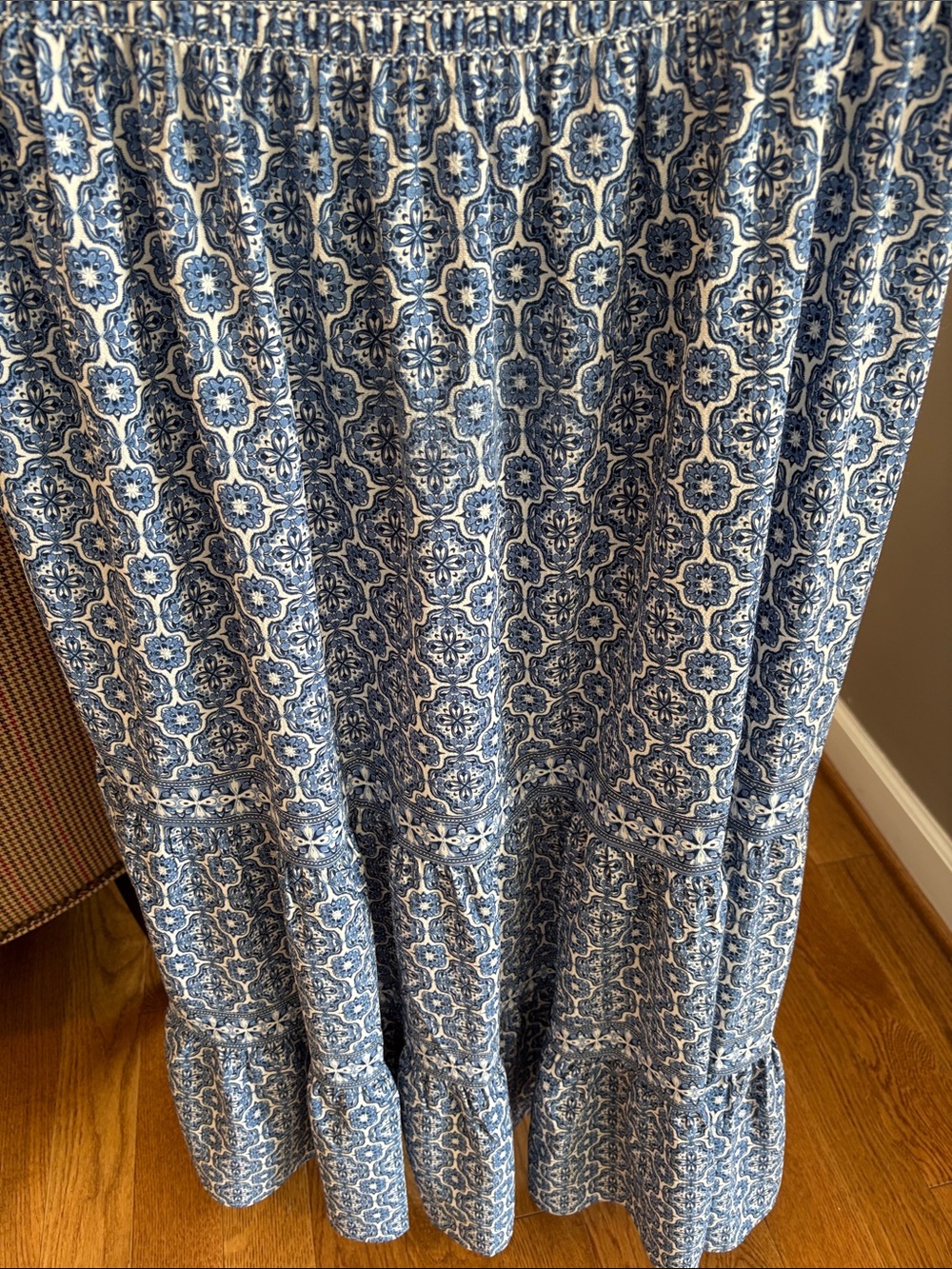 Max Studio Blue Printed Tiered Dress Like. New - Picture 4 of 5